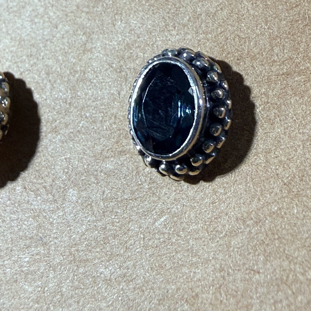 Elegant Dark London Blue Topaz Studs, Sterling Silver Earrings. NEW - Picture 2 of 4
